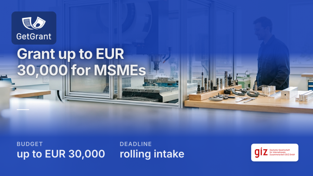 MSMEs: a grant of up to EUR 30,000 alongside an investment loan