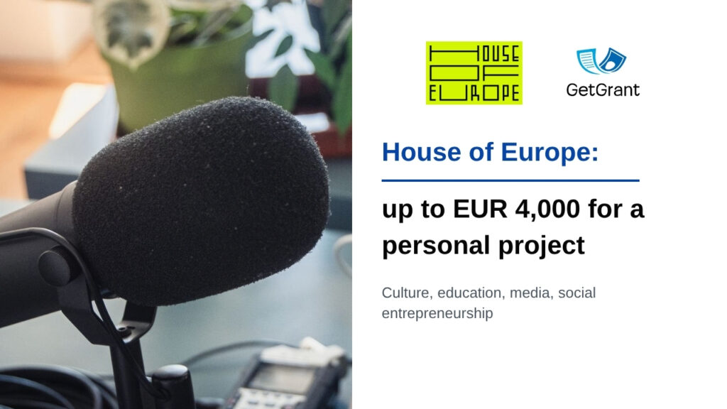 House of Europe: up to EUR 4,000 for a personal project